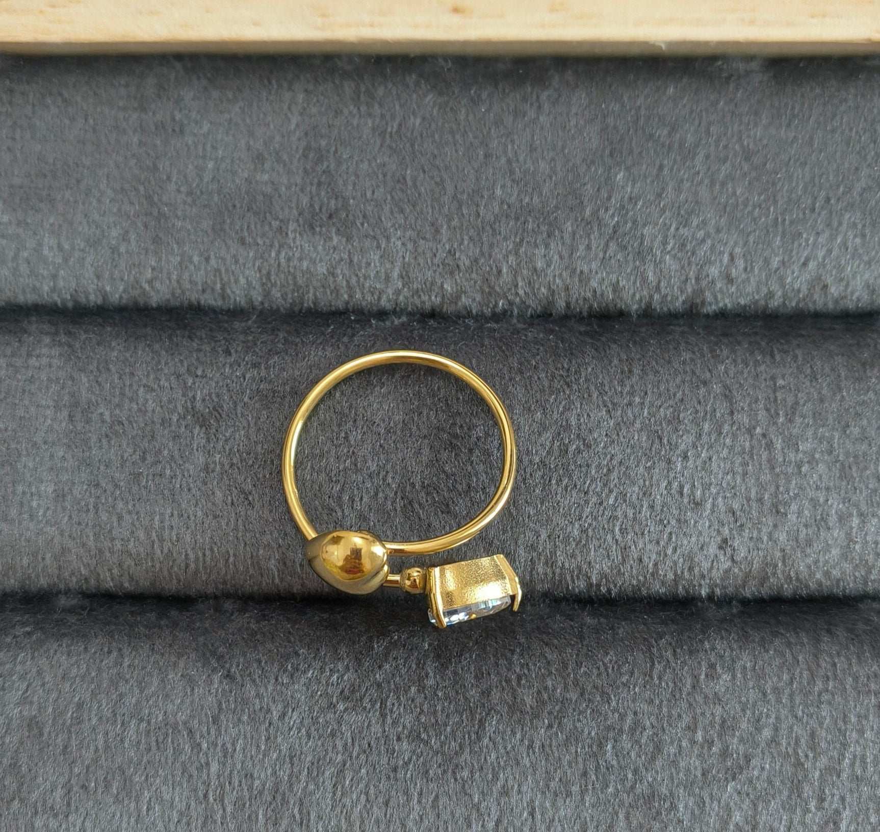 Antitarnish Heart Solitaire Ring 18K Gold Plated Adjustable