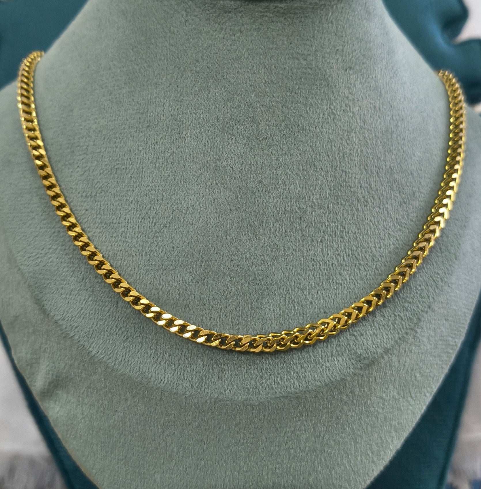 Antitarnish Men's Bold Square Box Chain 18K Gold Plated