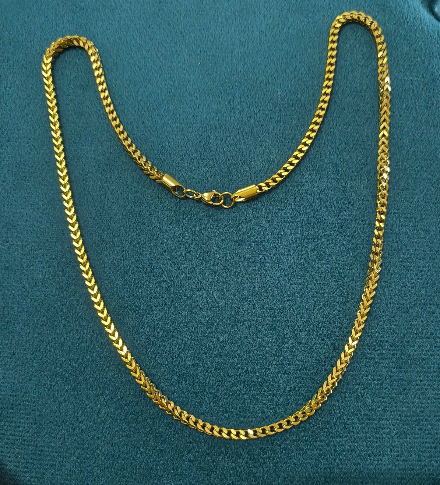 Antitarnish Men's Bold Square Box Chain 18K Gold Plated