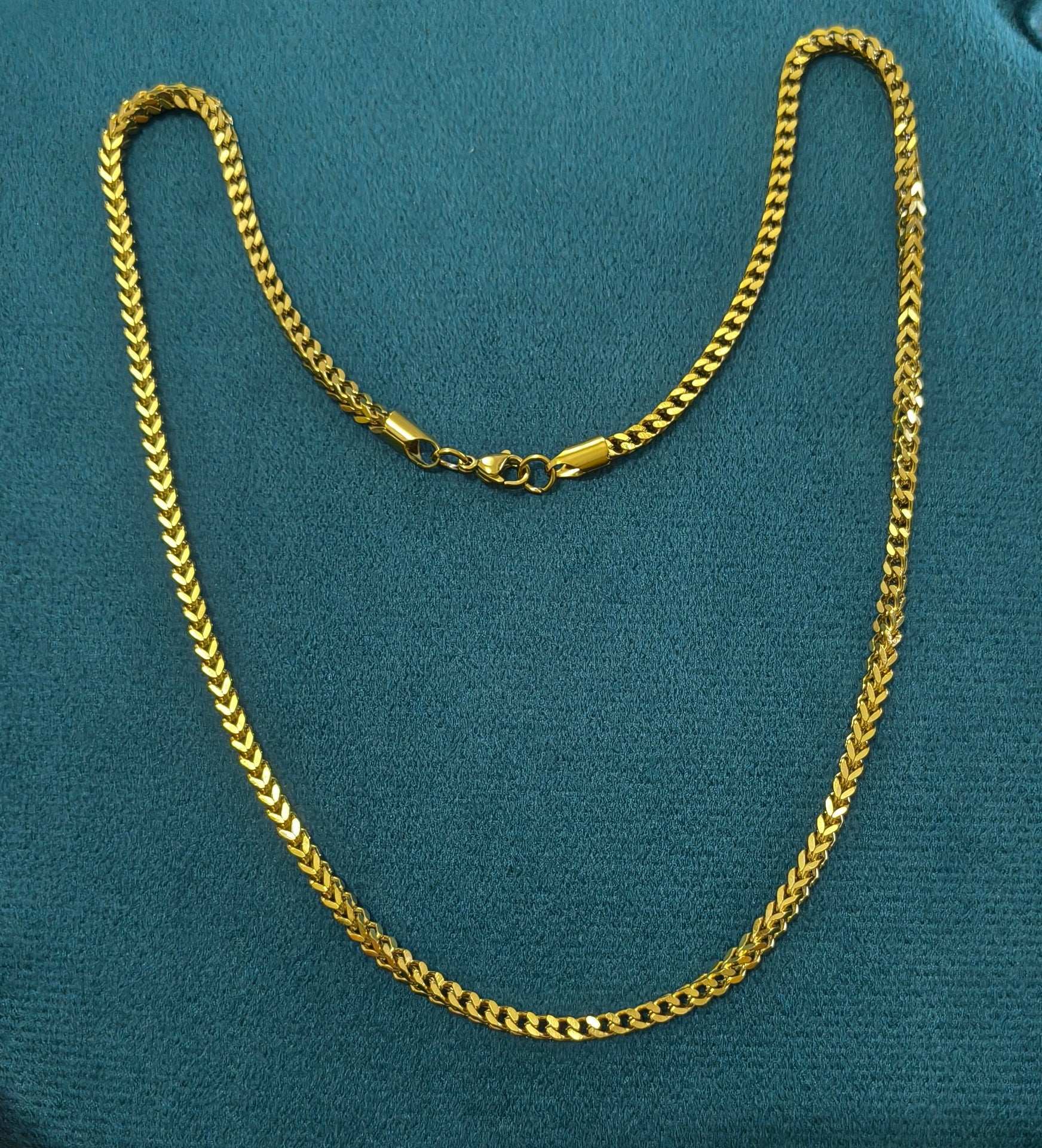 Antitarnish Men's Bold Square Box Chain 18K Gold Plated