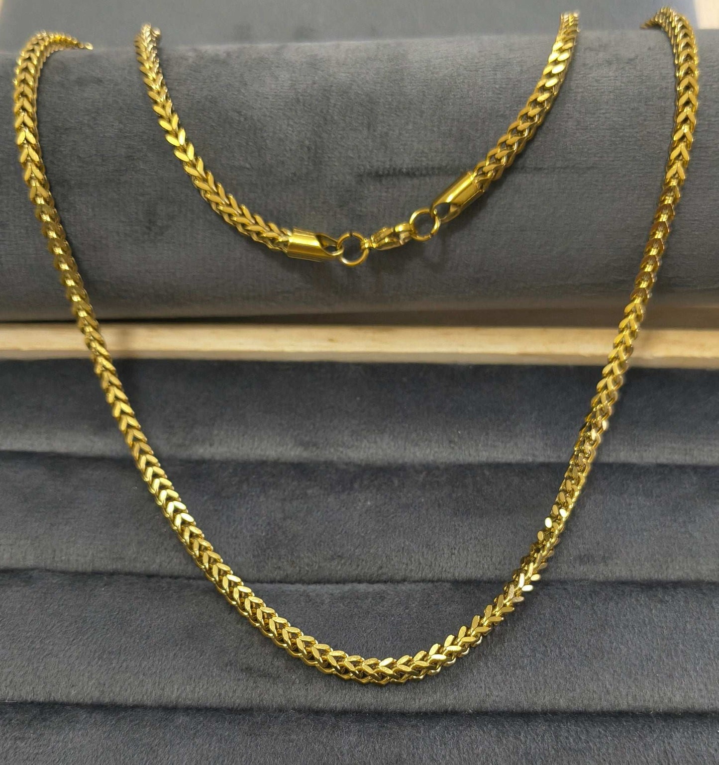 Antitarnish Men's Bold Square Box Chain 18K Gold Plated