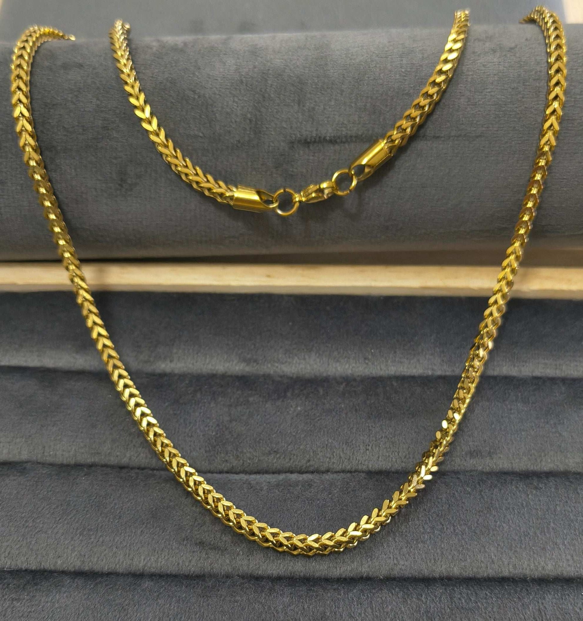 Antitarnish Men's Bold Square Box Chain 18K Gold Plated
