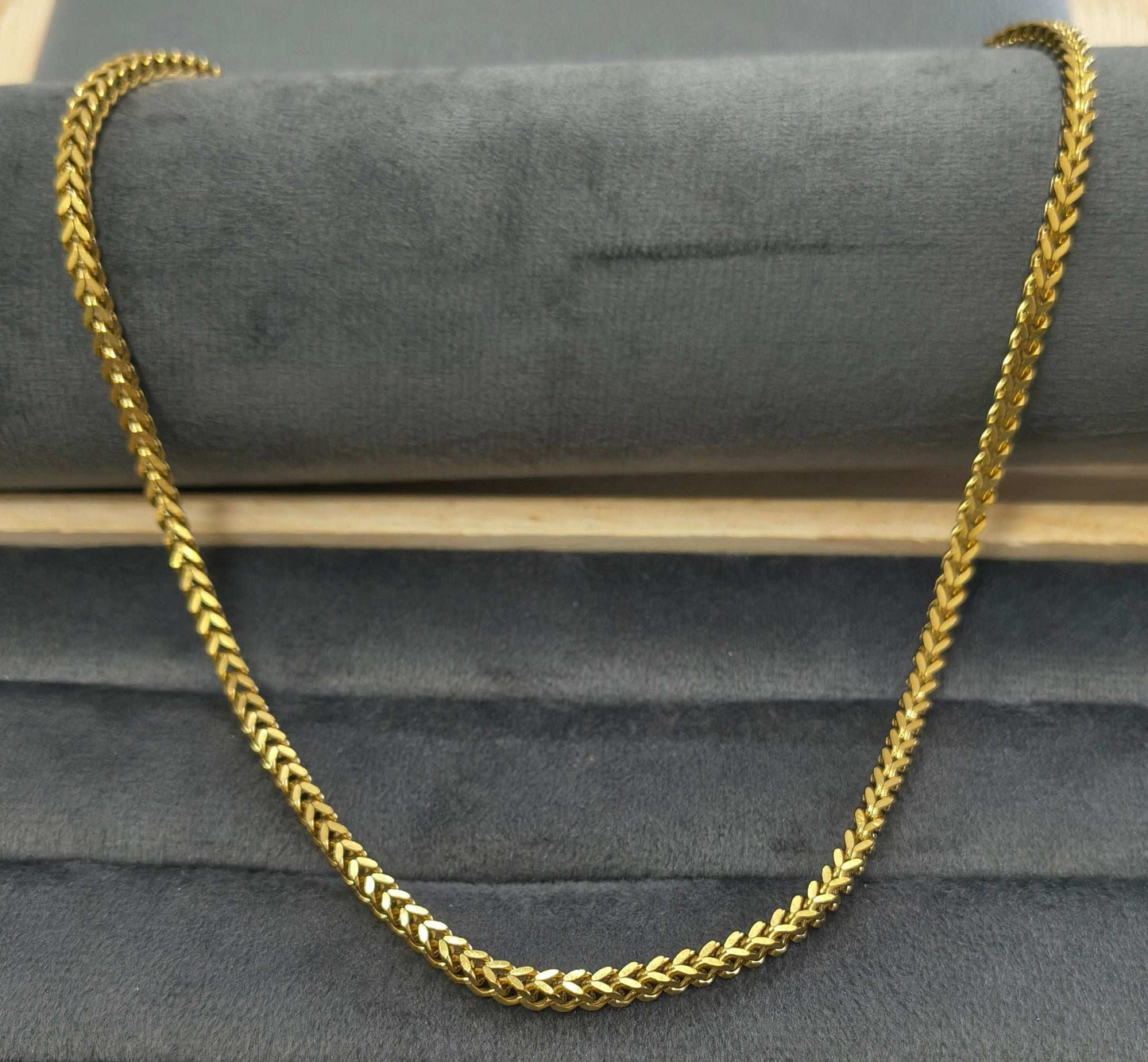 Antitarnish Men's Bold Square Box Chain 18K Gold Plated