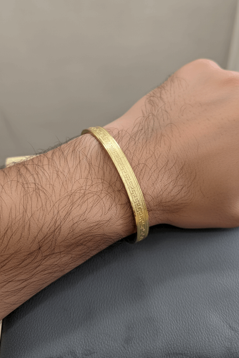 Antitarnish Men's Bracelet 18K Gold Plated Greek Art Pattern