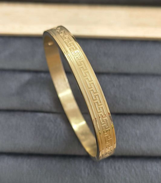 Antitarnish Men's Bracelet 18K Gold Plated Greek Art Pattern