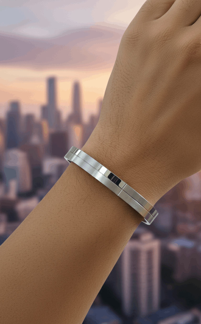 Antitarnish Men's Bracelet Silver Plated Layered Pattern