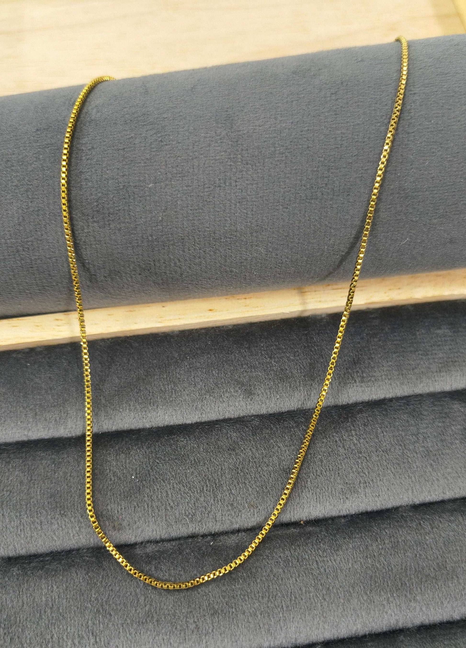 Antitarnish Men's Delicate Box Chain 18K Gold Plated