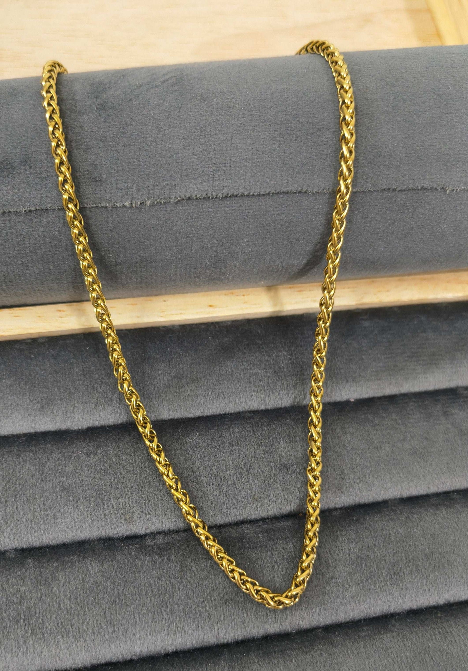 Antitarnish Men's Stylish Braided Chain 18K Gold Plated