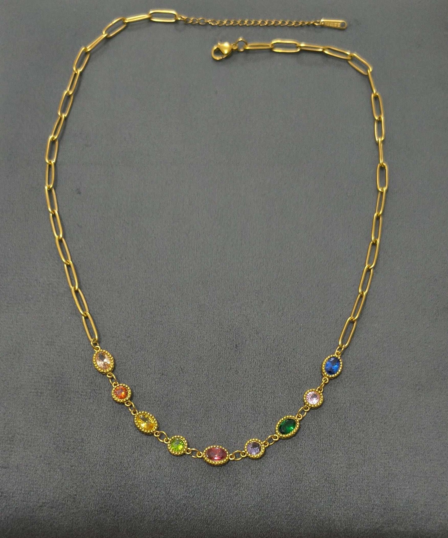 Antitarnish MultiCharm Paperclip Necklace 18K Gold Plated