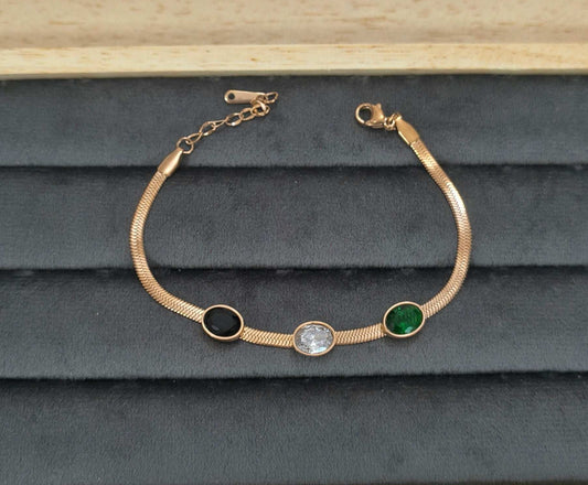 Antitarnish Multicolored Stone Studded Snake Chain Bracelet