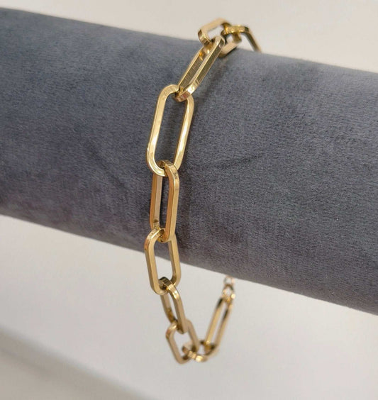 Antitarnish Paperclip Chain Bracelet 18K Gold Plated