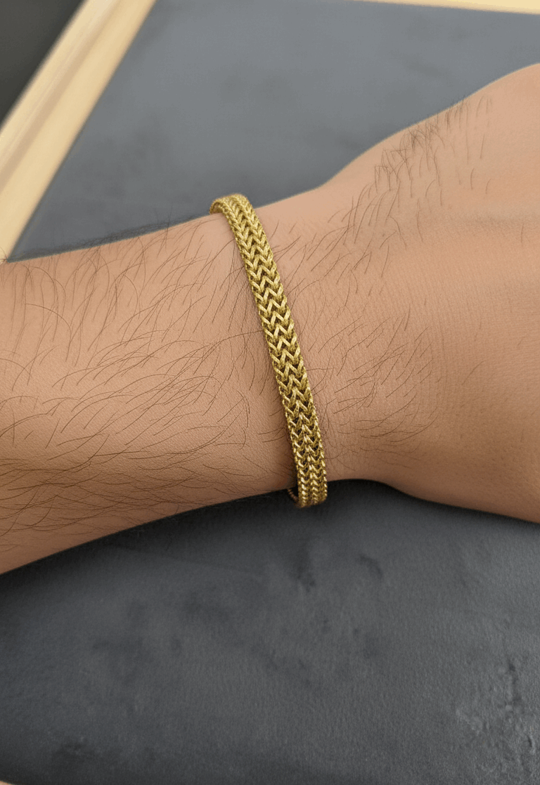 Antitarnish Premium Braided Chain Men's Bracelet 18K Gold Plated
