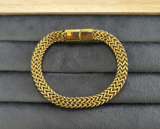 Antitarnish Premium Braided Chain Men's Bracelet 18K Gold Plated