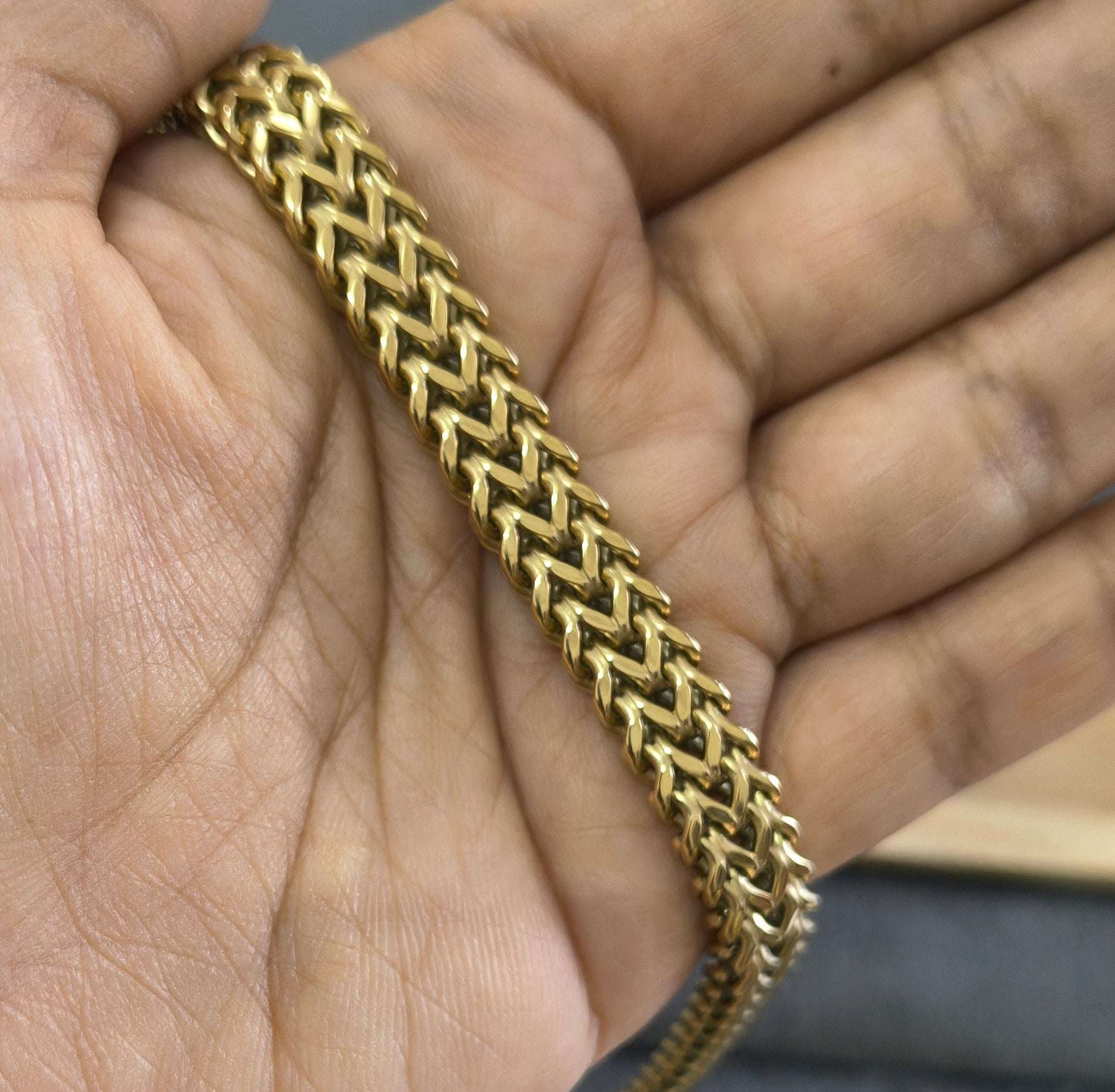 Antitarnish Premium Braided Chain Men's Bracelet 18K Gold Plated