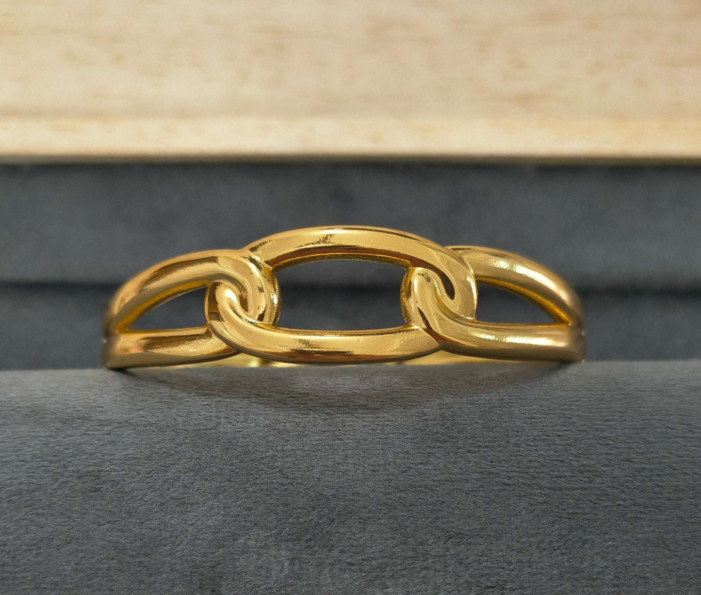 Antitarnish Solid Geometric Chain Bracelet 18K Gold Plated