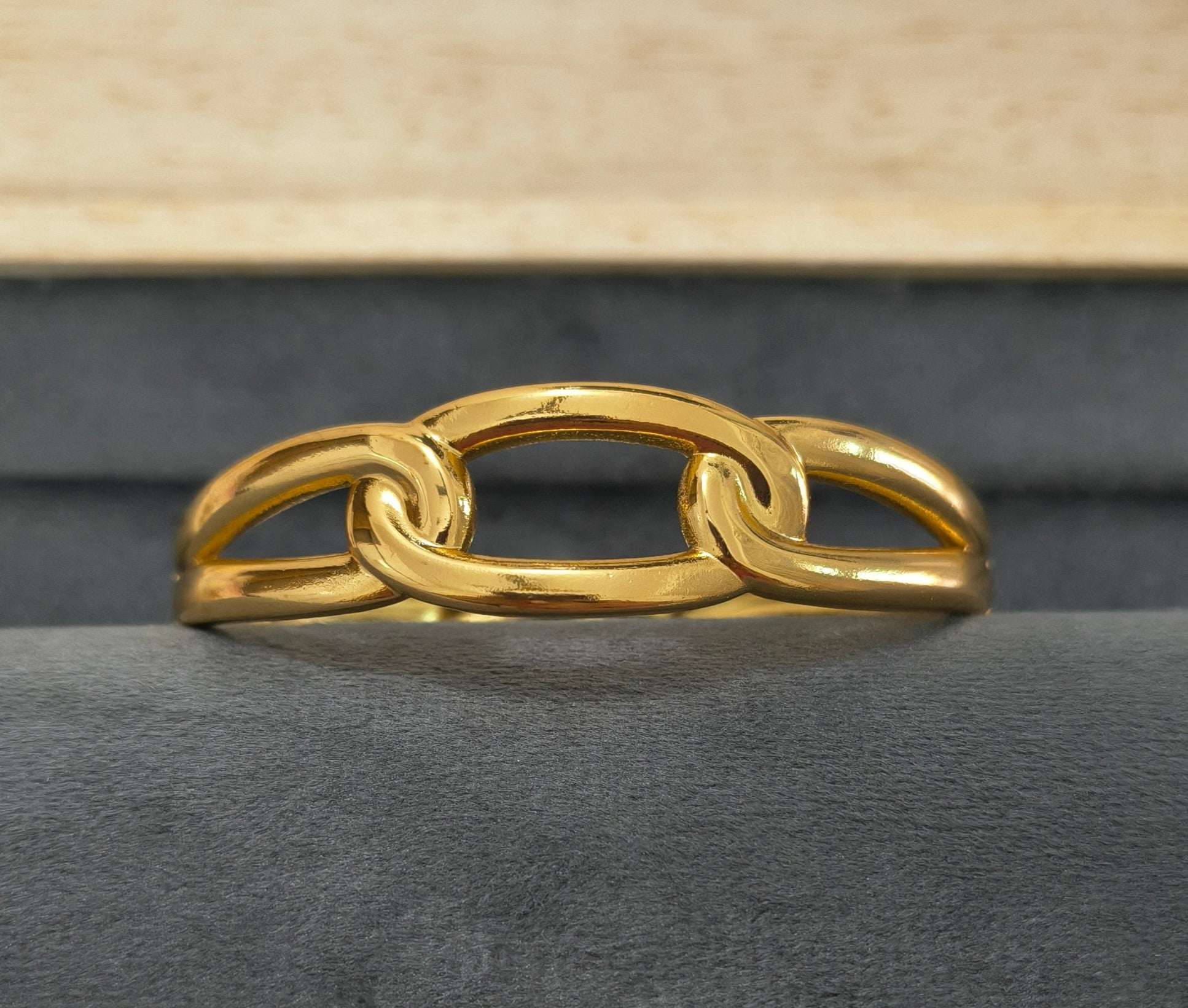 Antitarnish Solid Geometric Chain Bracelet 18K Gold Plated