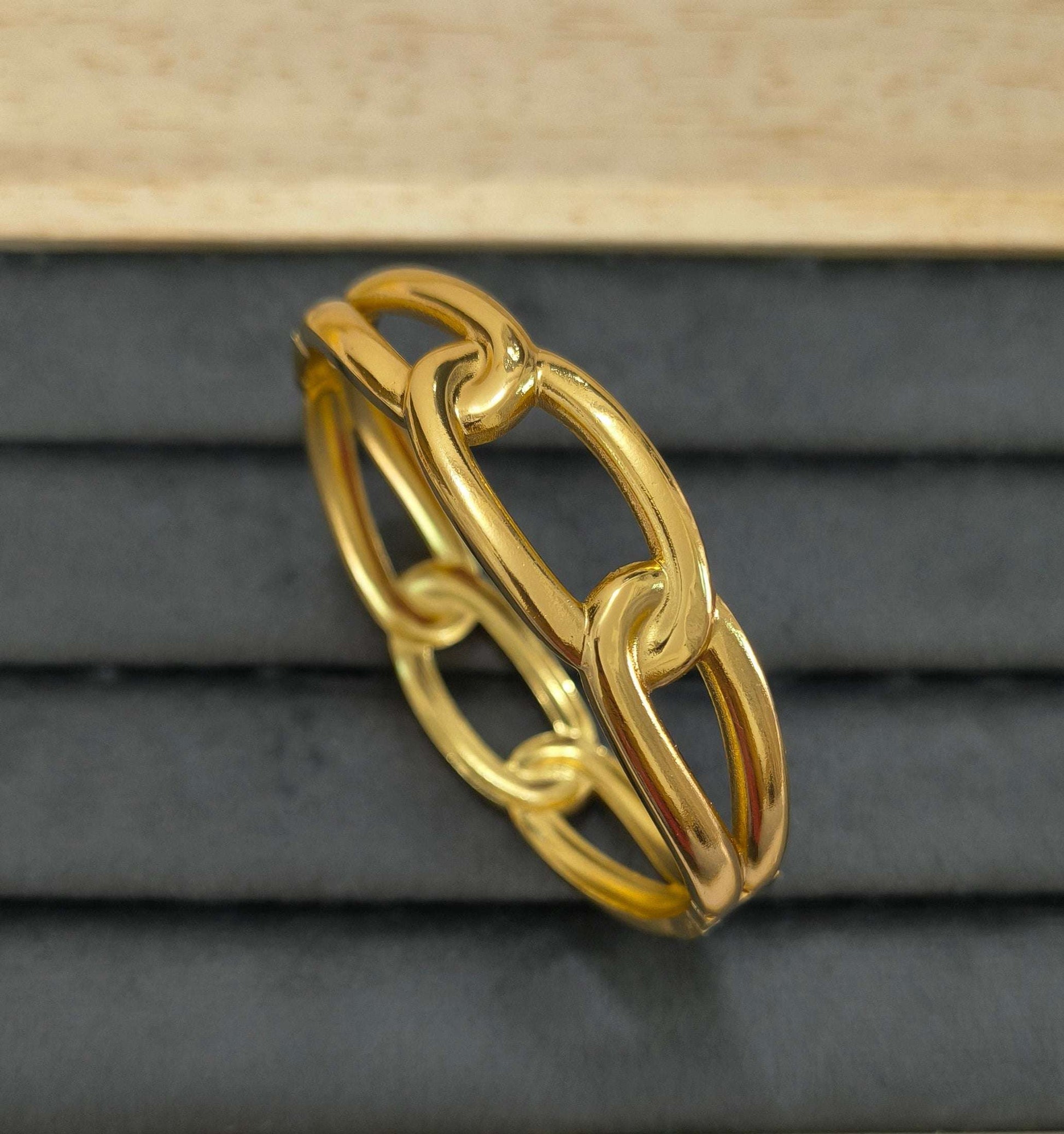 Antitarnish Solid Geometric Chain Bracelet 18K Gold Plated