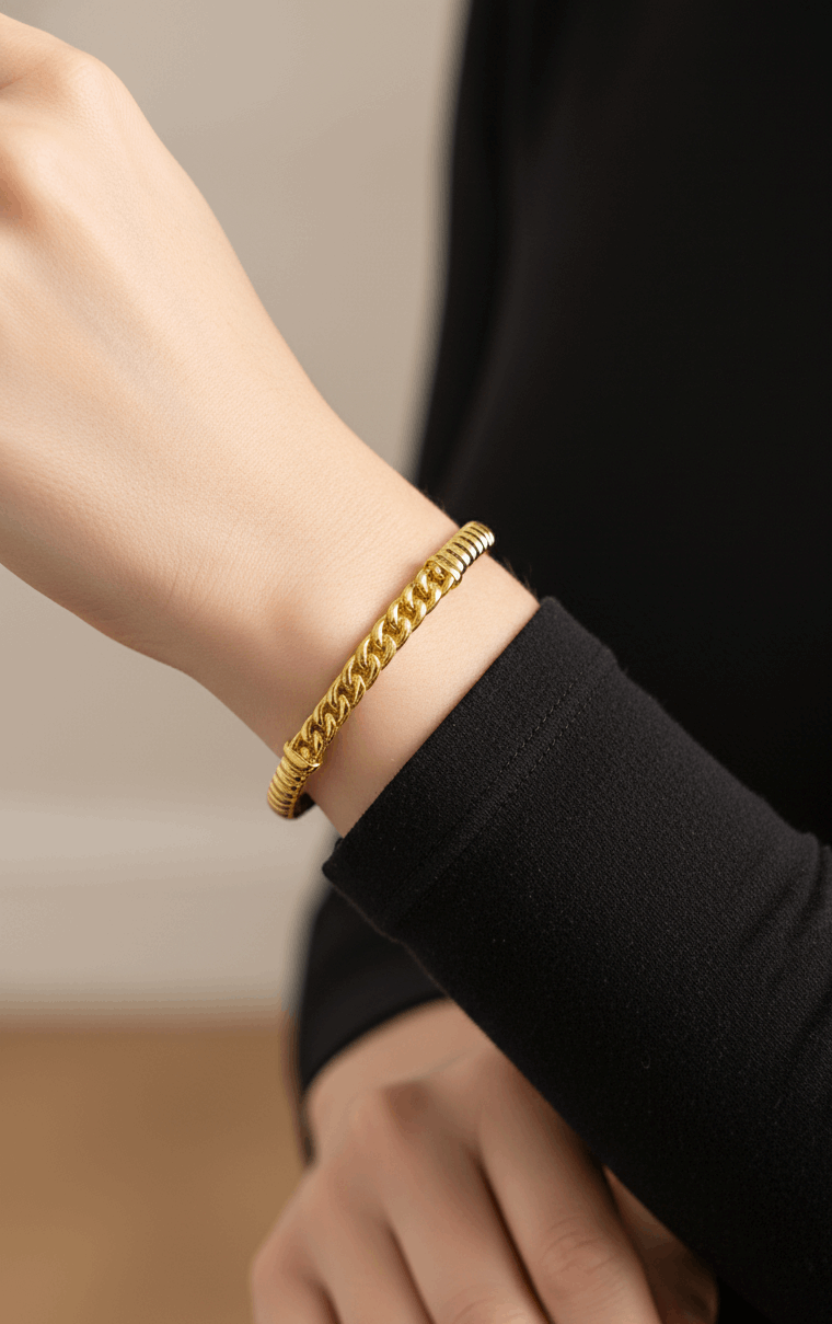 Antitarnish Solid Twist Chain Bracelet 18K Gold Plated