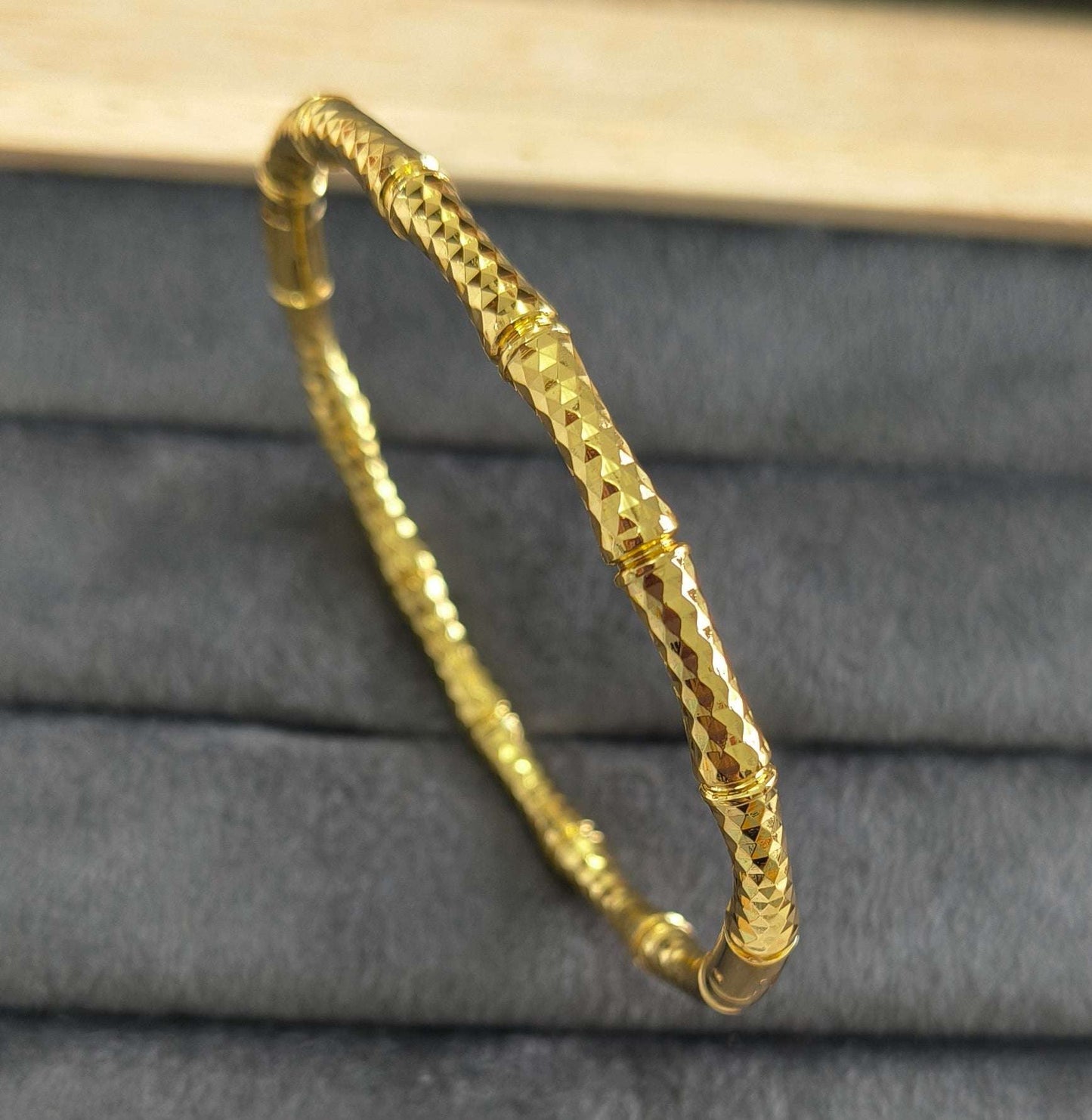Antitarnish Sparkling Bamboo Bracelet 18K Gold Plated