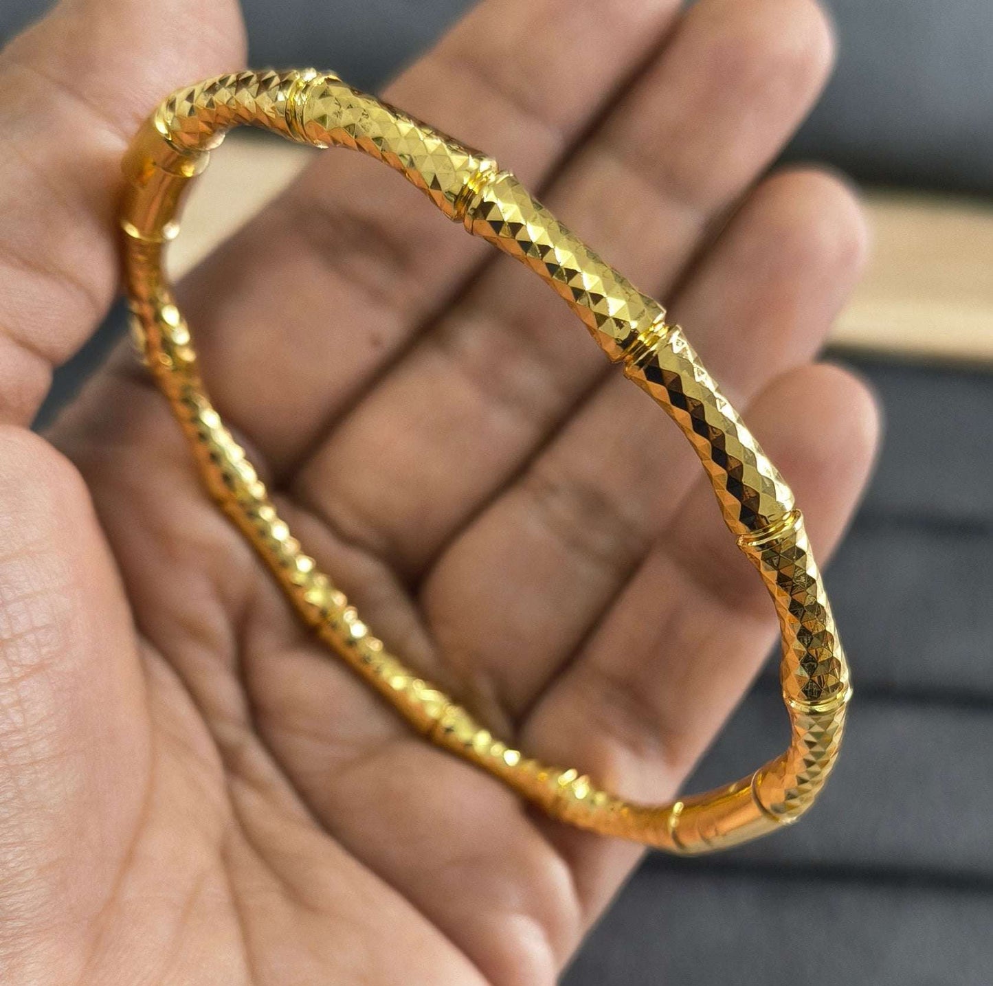 Antitarnish Sparkling Bamboo Bracelet 18K Gold Plated