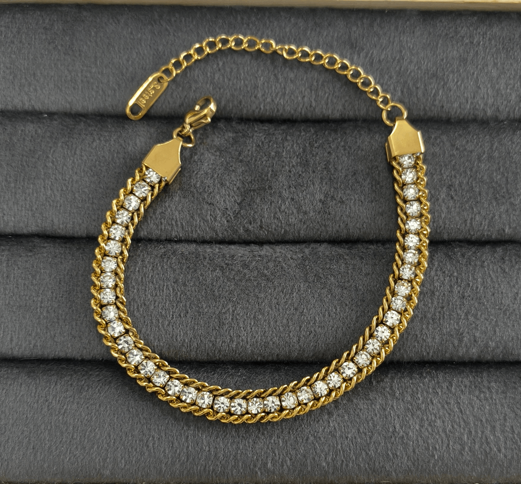 Antitarnish Stylish Zircon Chain Bracelet 18K Gold Plated