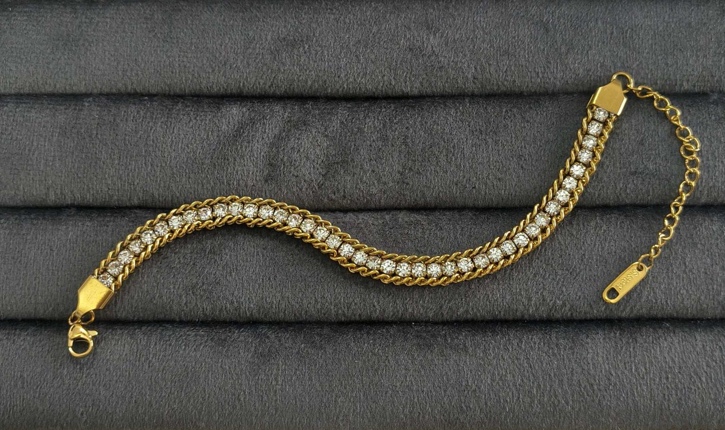 Antitarnish Stylish Zircon Chain Bracelet 18K Gold Plated