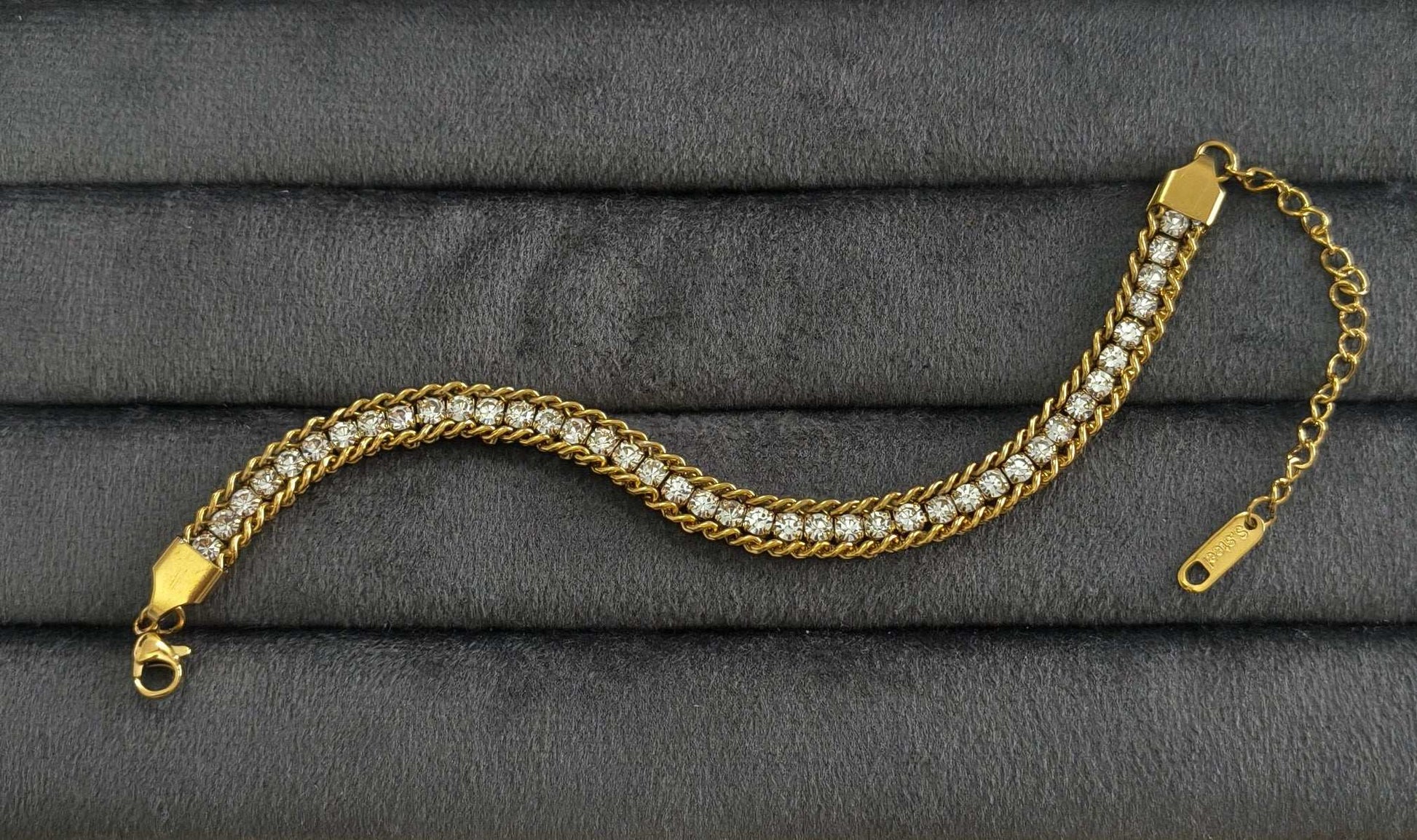 Antitarnish Stylish Zircon Chain Bracelet 18K Gold Plated