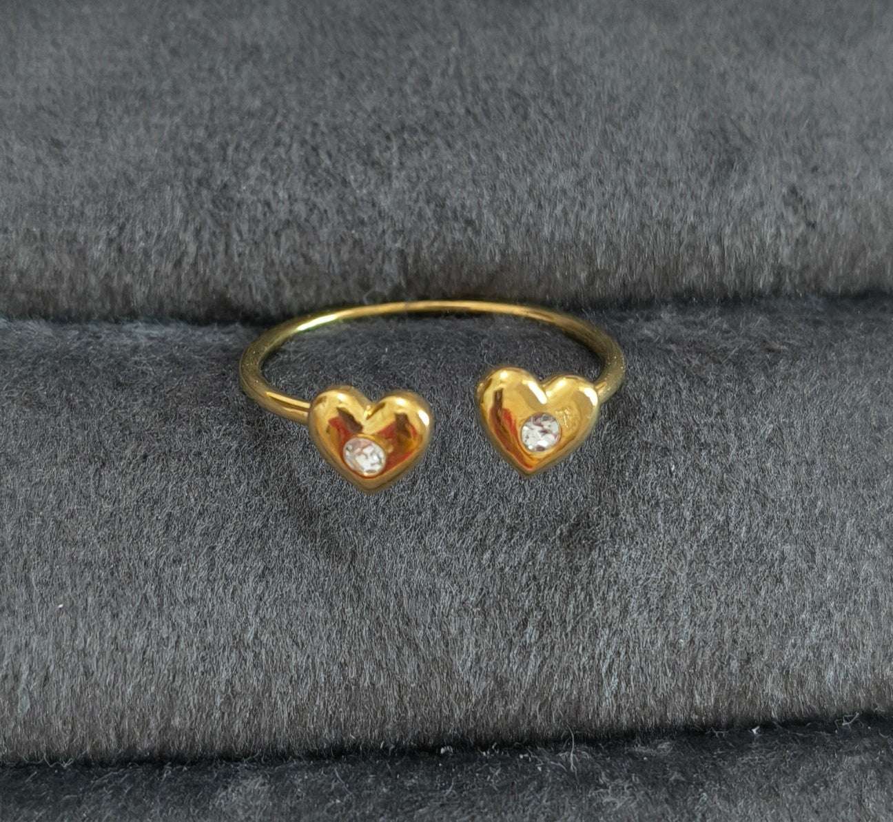 Antitarnish Tiny Hearts Open Ring 18K Gold Plated