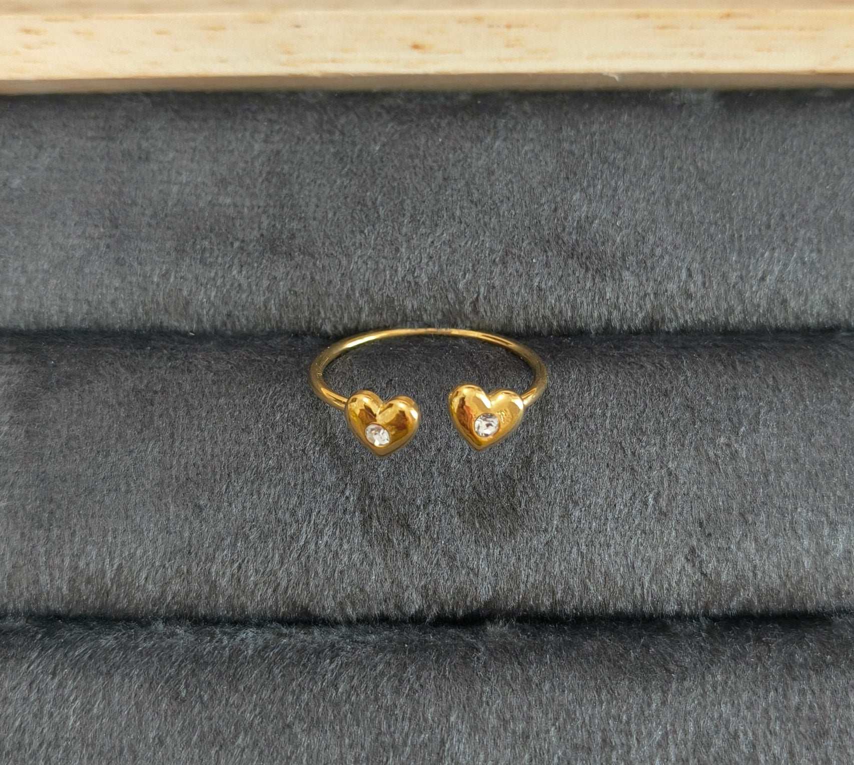 Antitarnish Tiny Hearts Open Ring 18K Gold Plated
