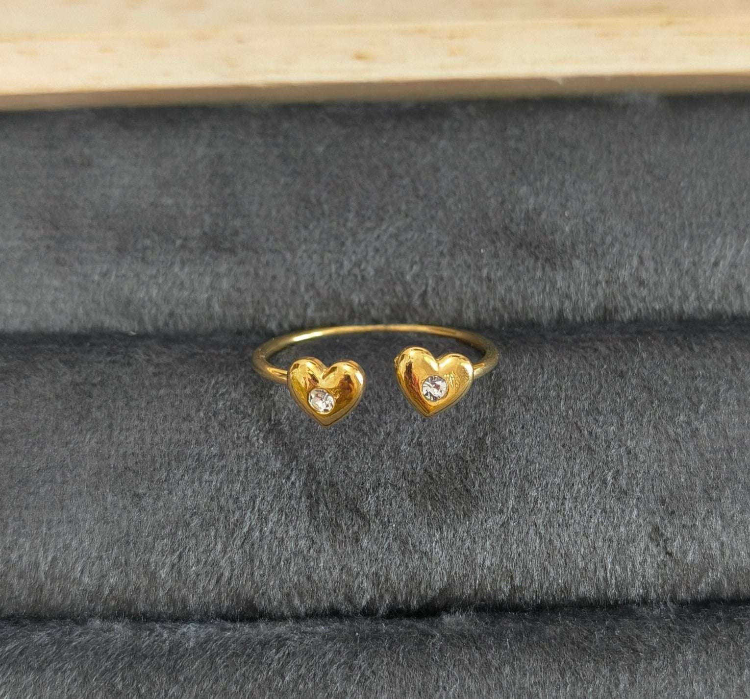 Antitarnish Tiny Hearts Open Ring 18K Gold Plated