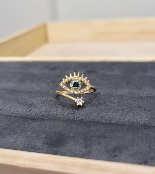Antitarnish Trendy Evil Eye Ring 18K Gold Plated