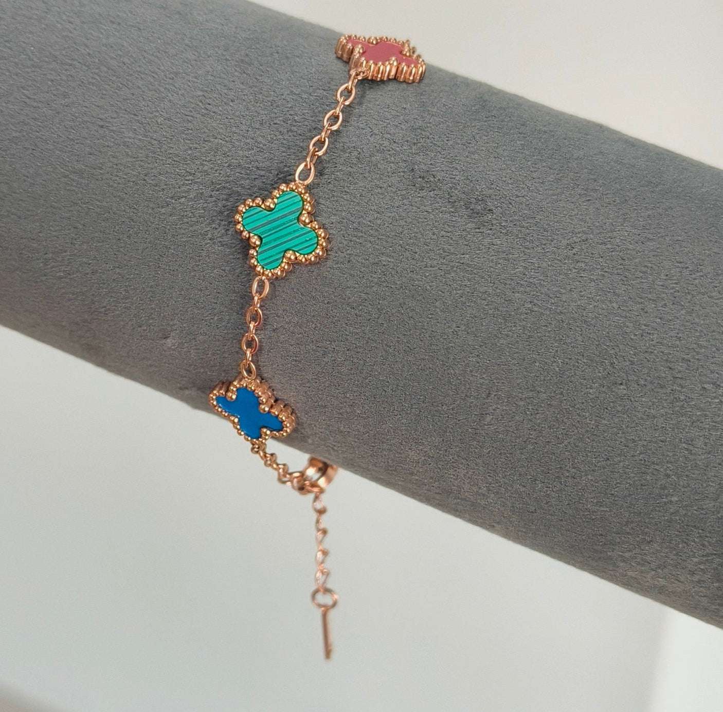 Antitarnish Trendy Multicolored Clover Chain Bracelet