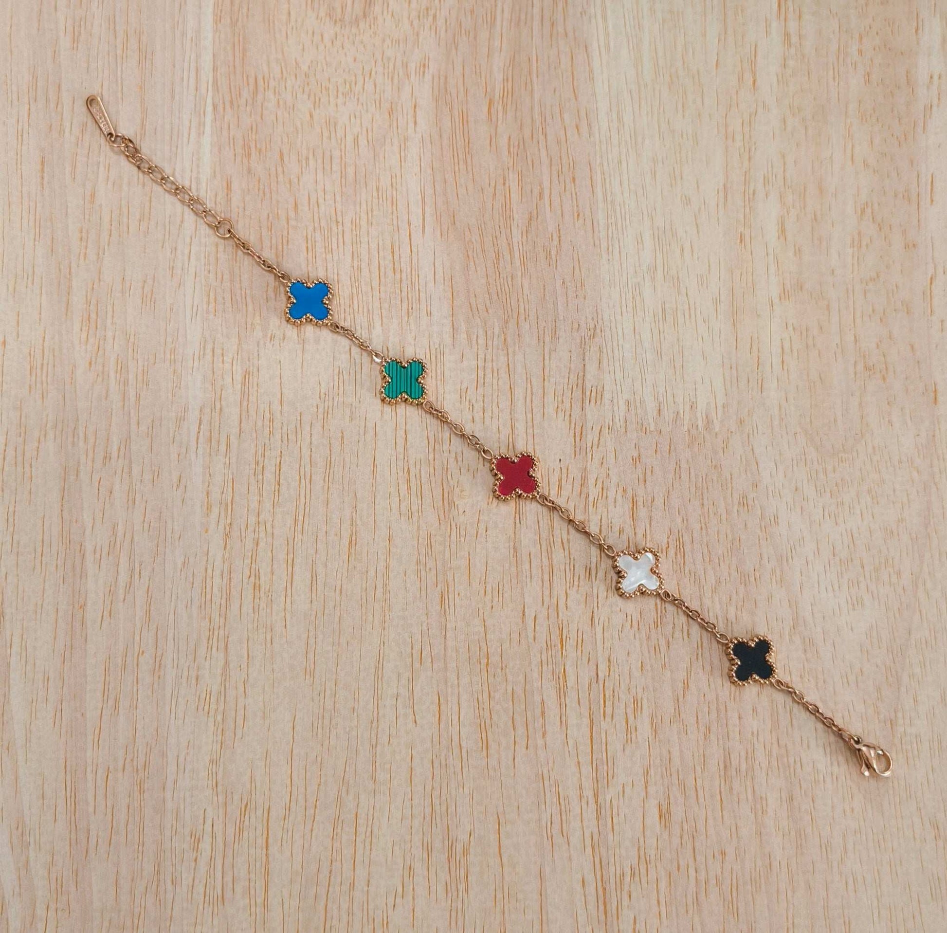 Antitarnish Trendy Multicolored Clover Chain Bracelet