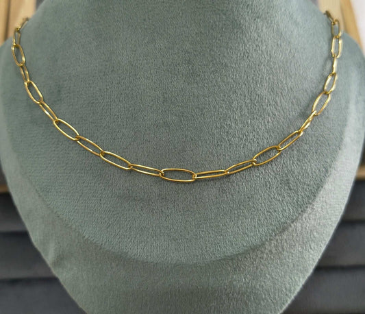 Antitarnish Unisex 4mm Paperclip Chain 18K Gold Plated