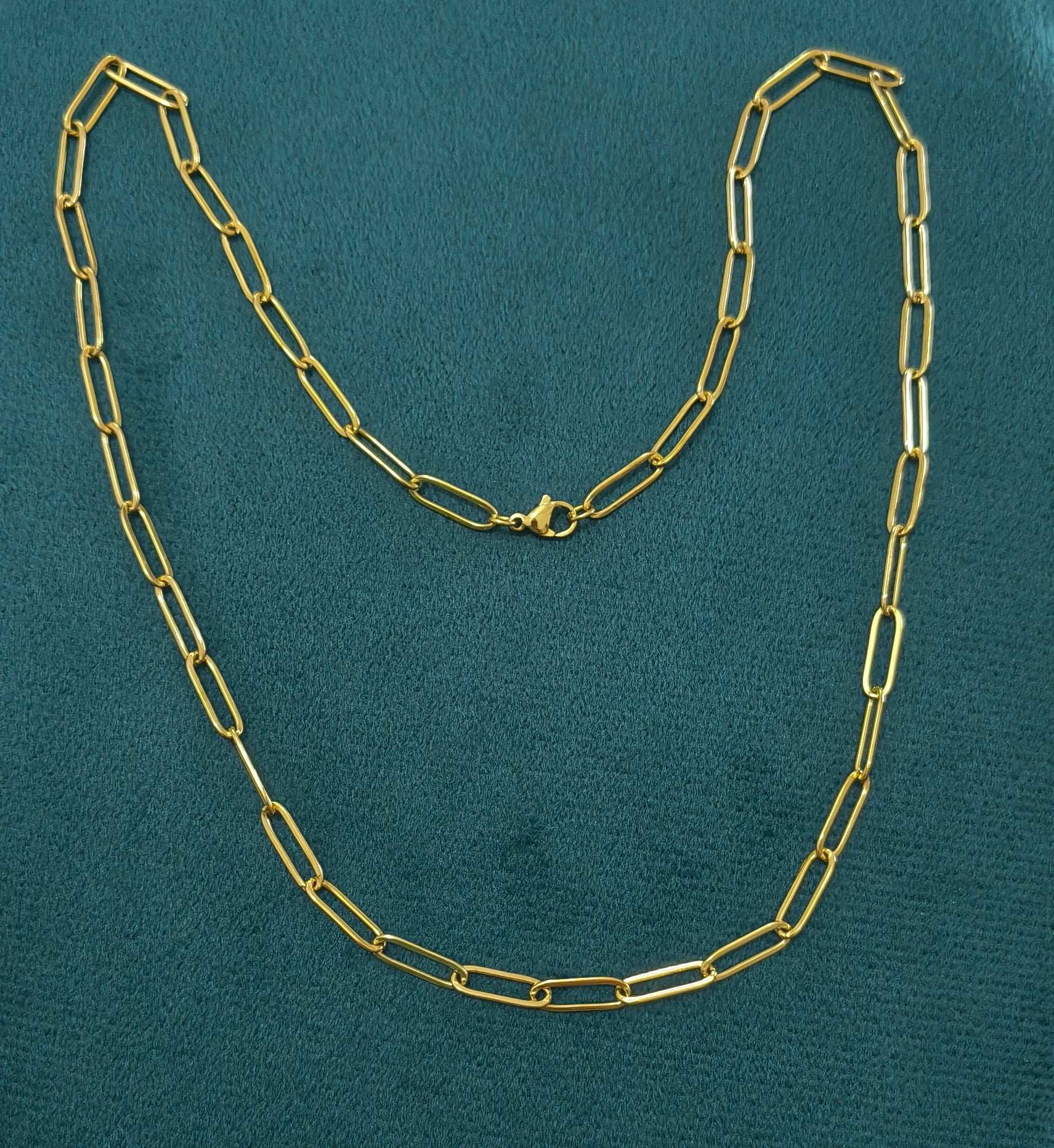 Antitarnish Unisex 5mm Paperclip Chain 18K Gold Plated