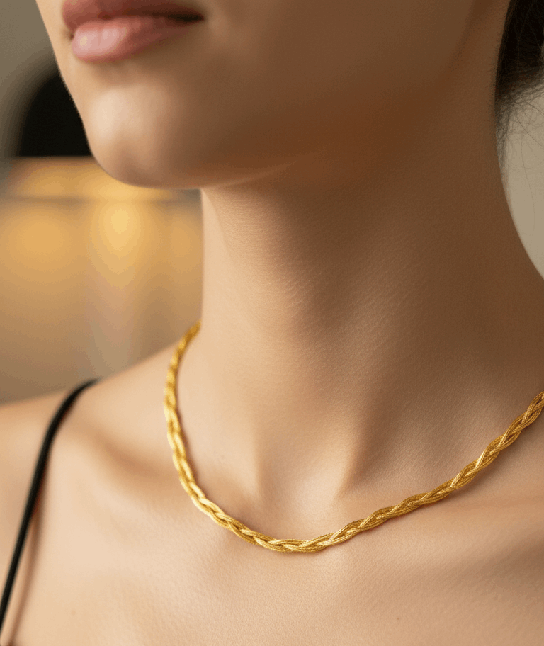 Antitarnish Unisex Braided Snake Chain 18K Gold Plated