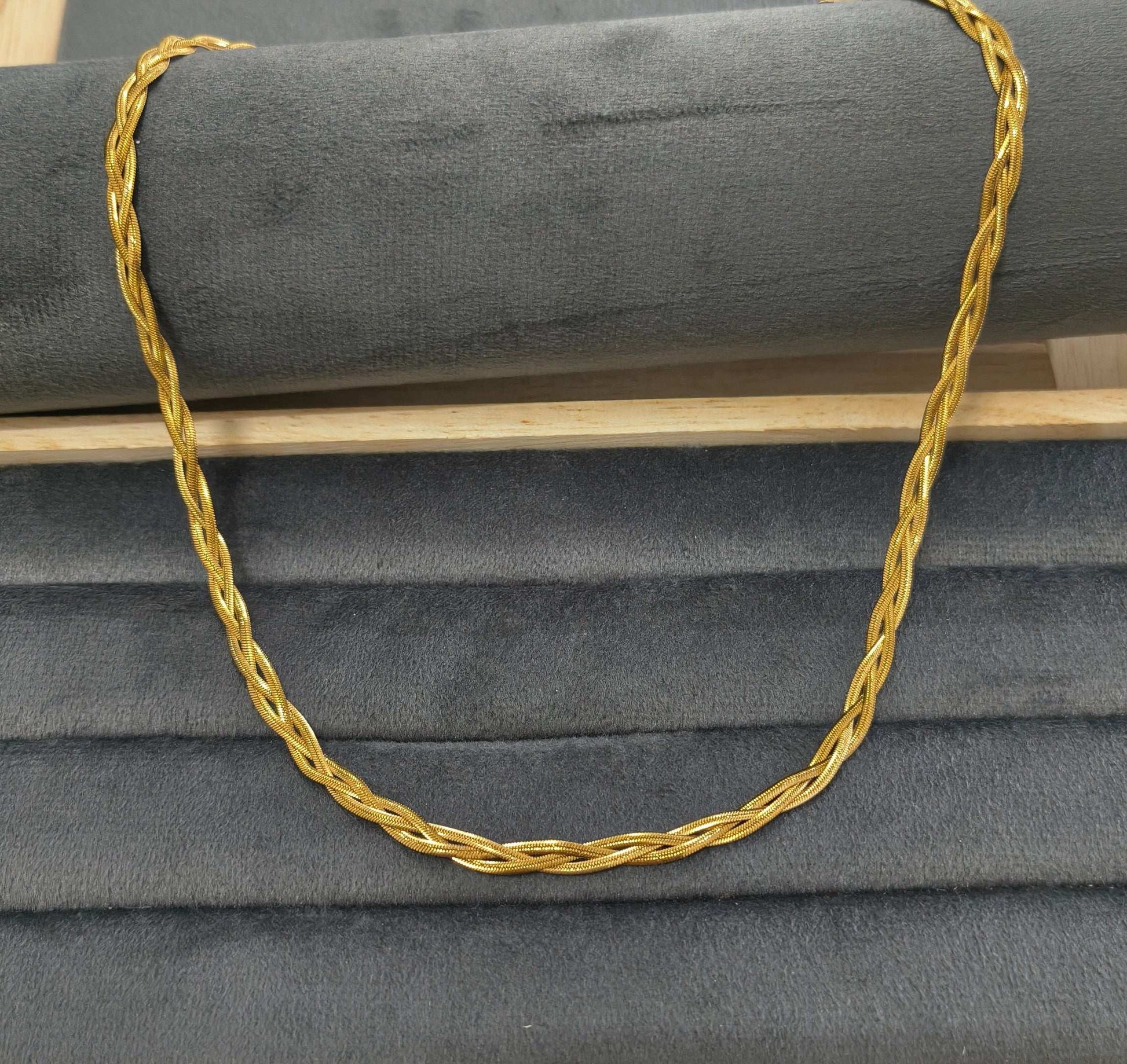 Antitarnish Unisex Braided Snake Chain 18K Gold Plated