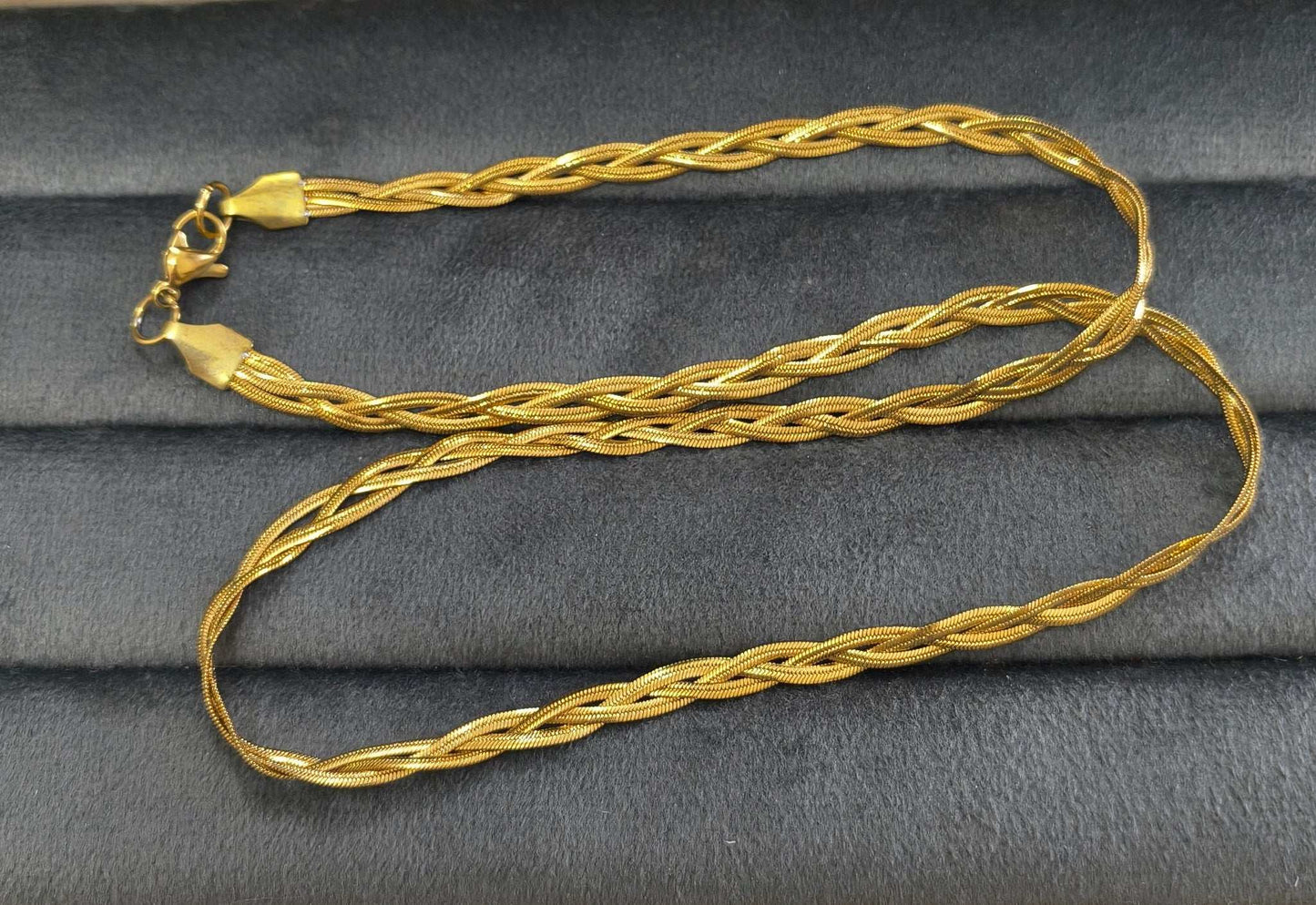 Antitarnish Unisex Braided Snake Chain 18K Gold Plated