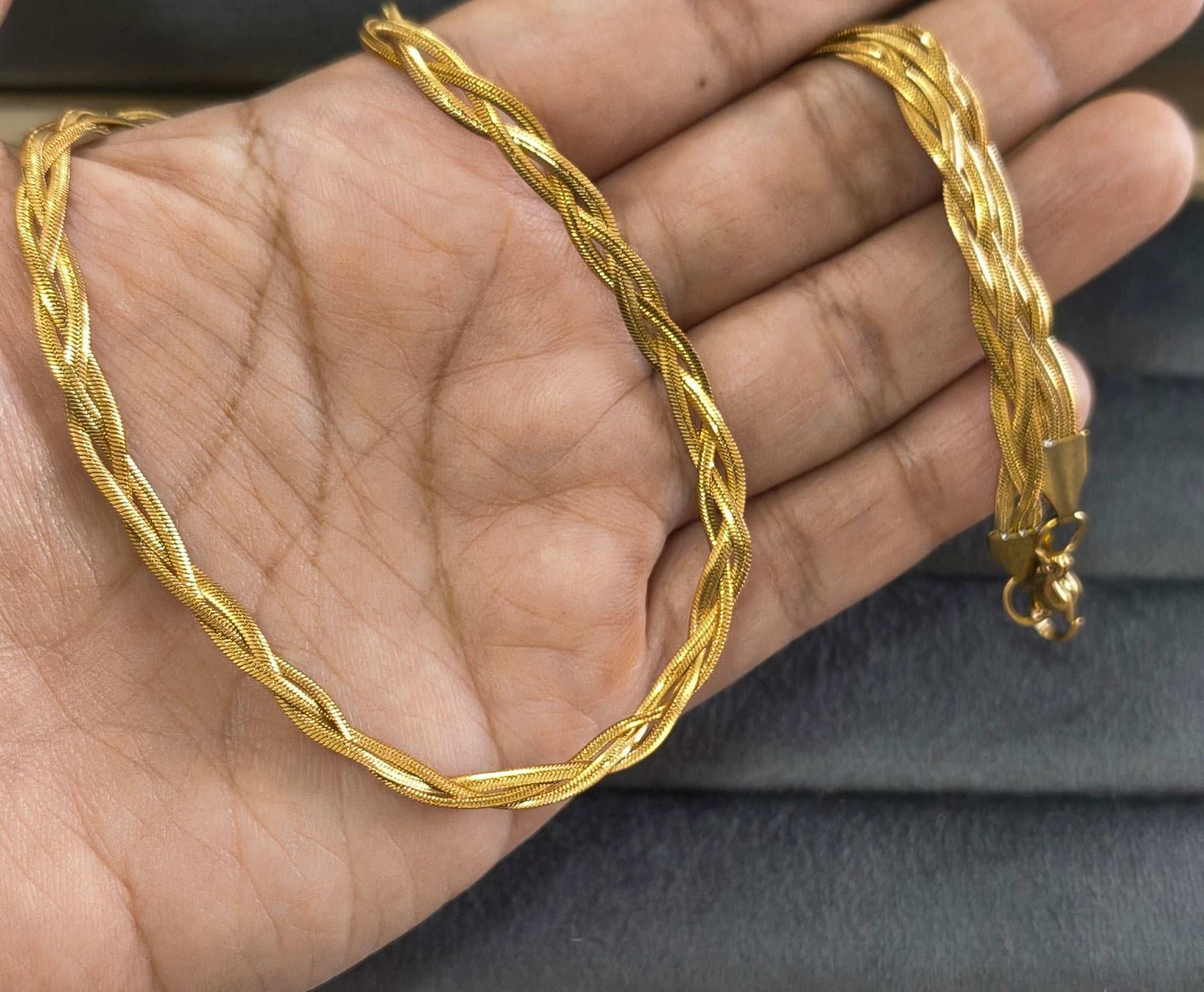 Antitarnish Unisex Braided Snake Chain 18K Gold Plated