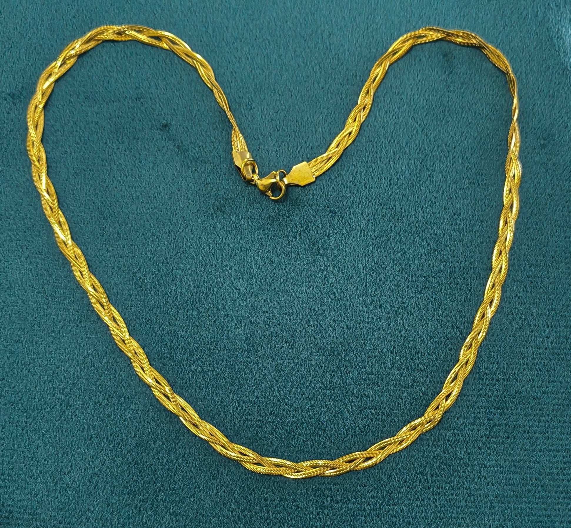 Antitarnish Unisex Braided Snake Chain 18K Gold Plated