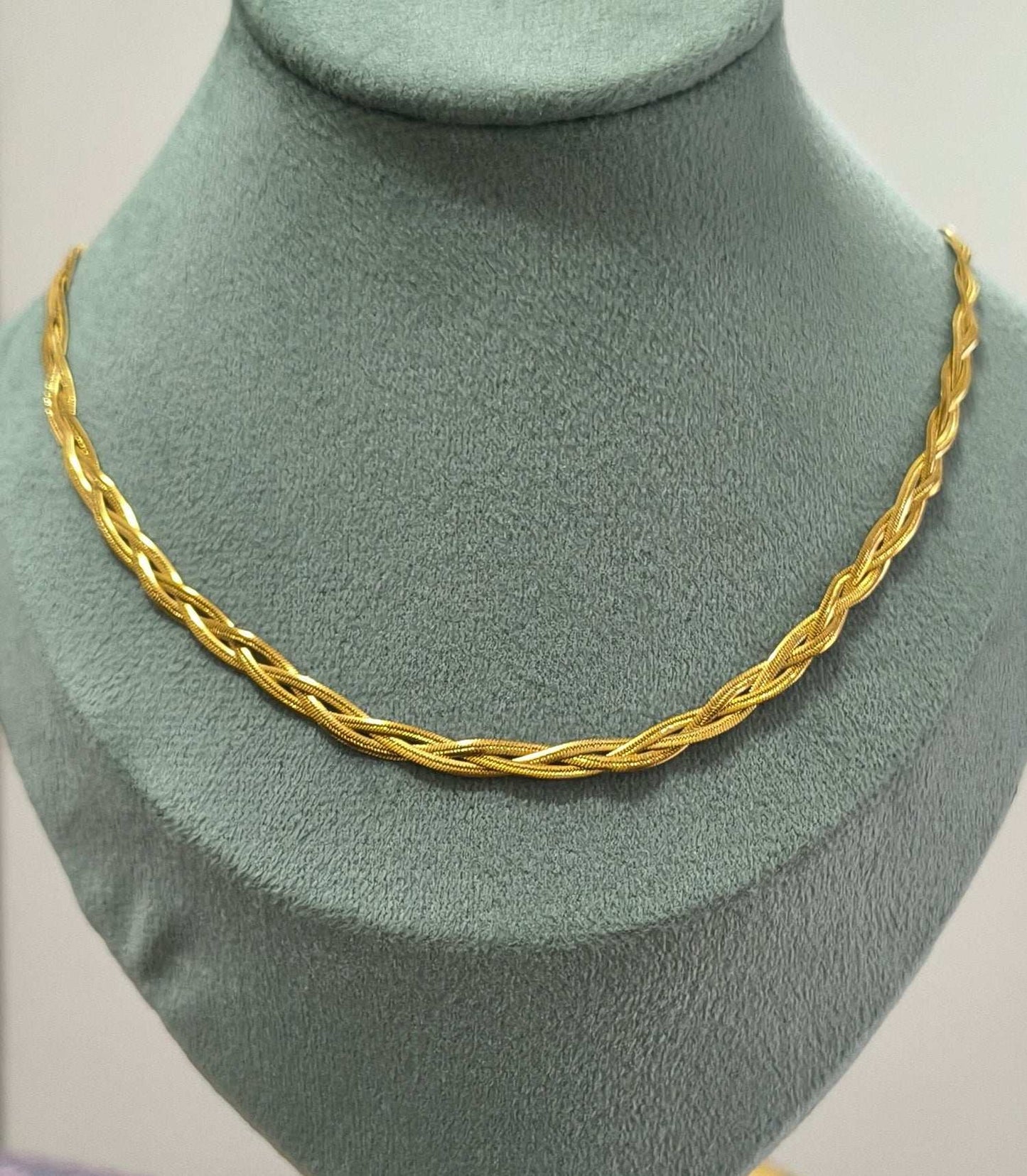 Antitarnish Unisex Braided Snake Chain 18K Gold Plated