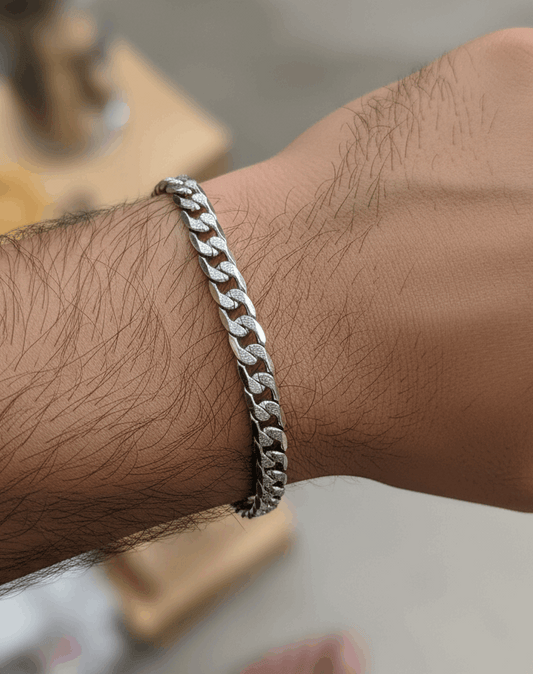 Antitarnish Unisex Cuban Chain Bracelet Silver Plated