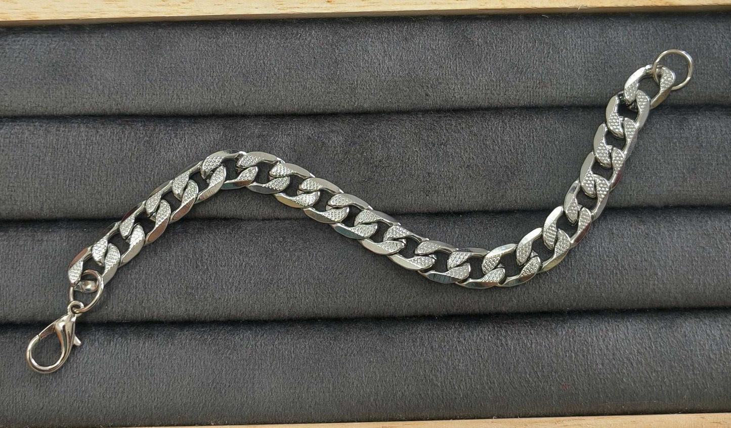 Antitarnish Unisex Cuban Chain Bracelet Silver Plated