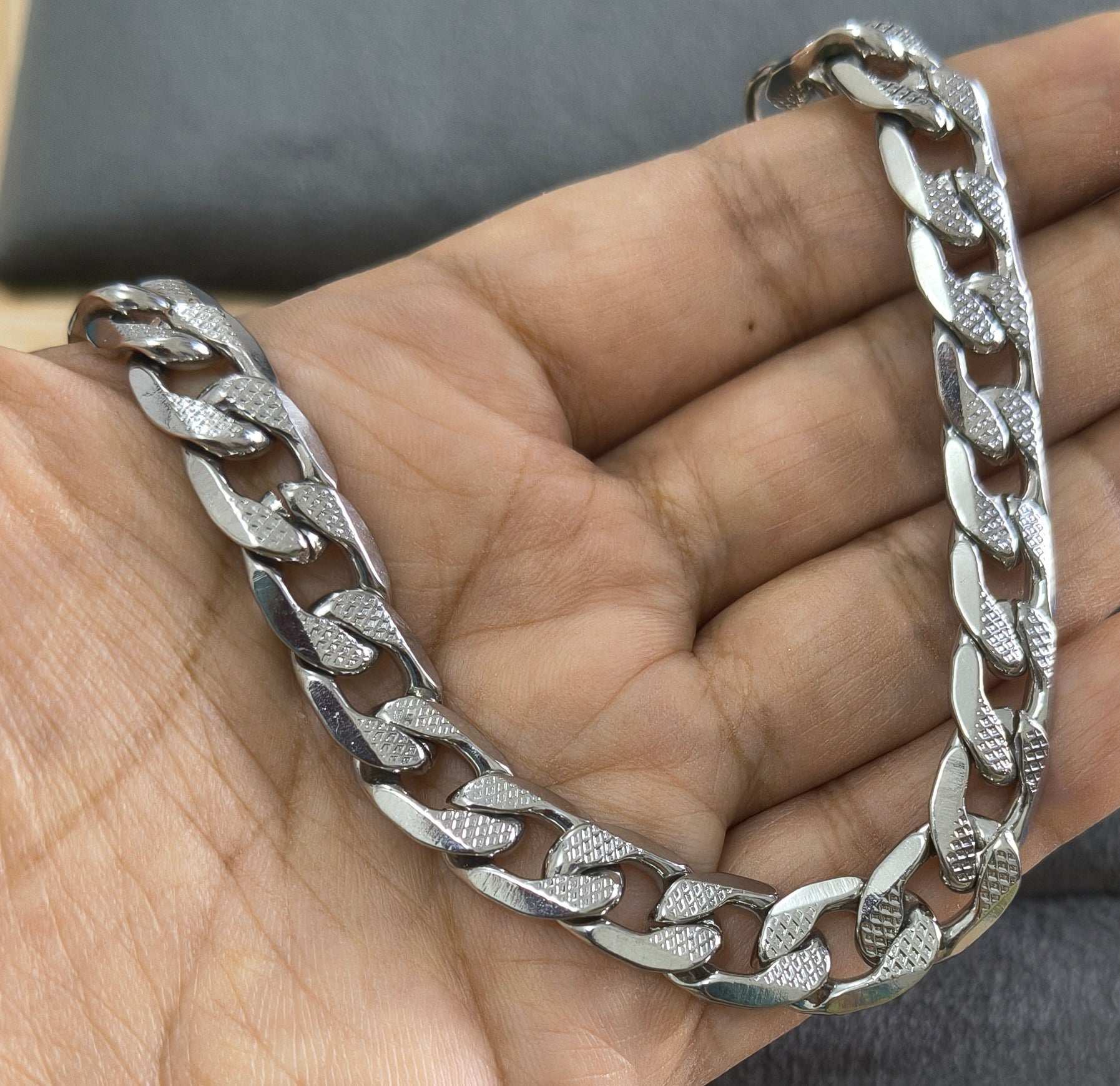Antitarnish Unisex Cuban Chain Bracelet Silver Plated