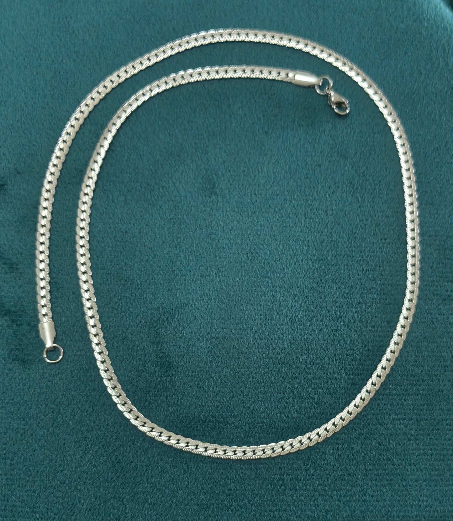 Antitarnish Unisex Cuban Link Chain Silver Plated