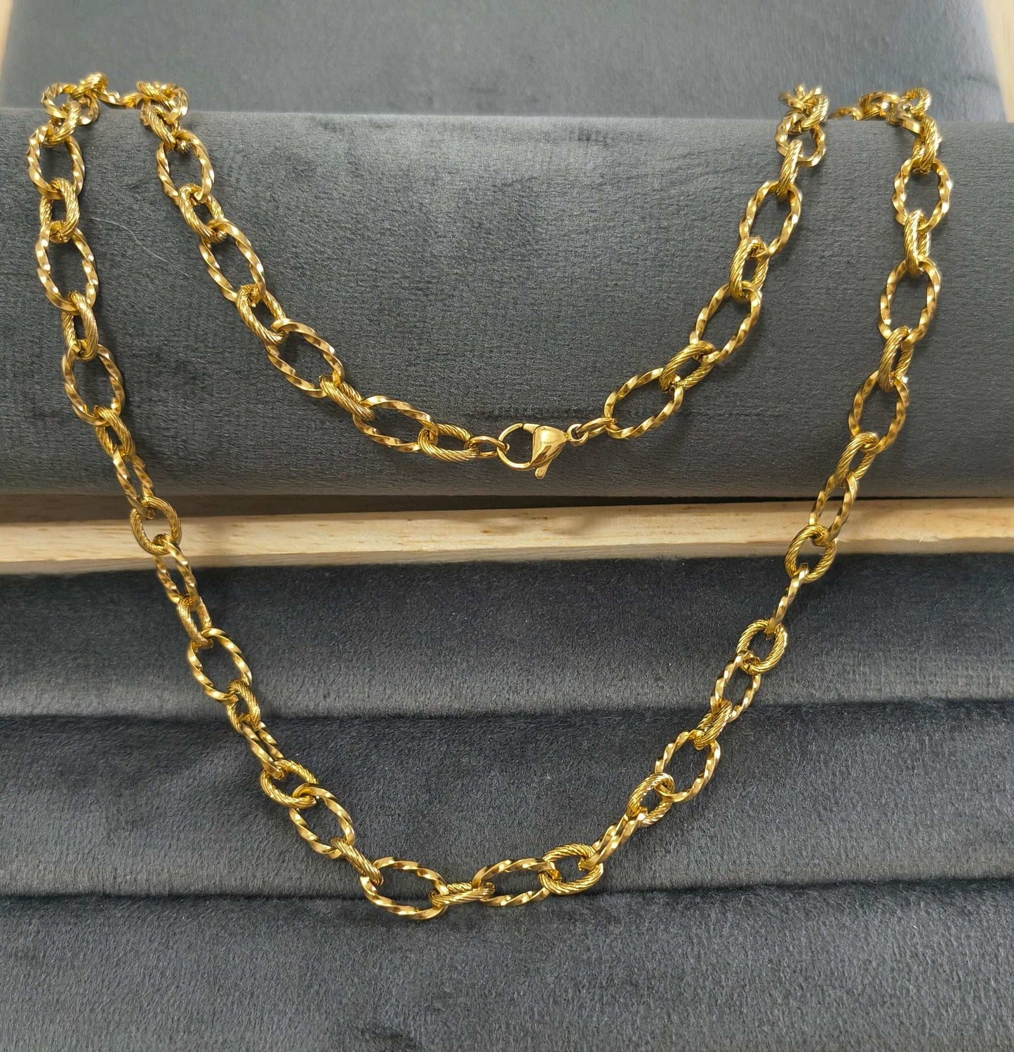 Antitarnish Unisex Heavy Twisted Rolo Chain 18K Gold Plated