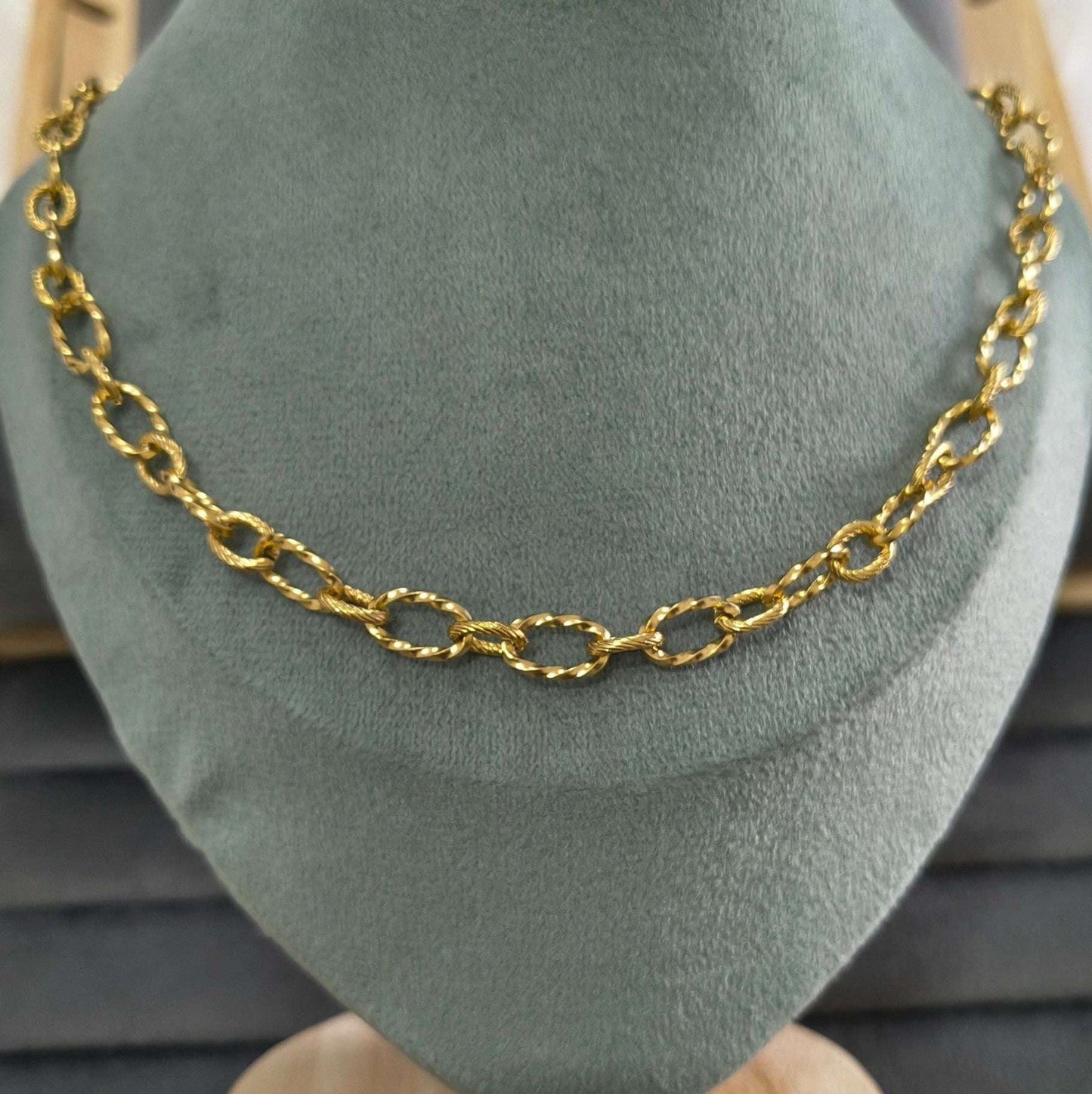 Antitarnish Unisex Heavy Twisted Rolo Chain 18K Gold Plated