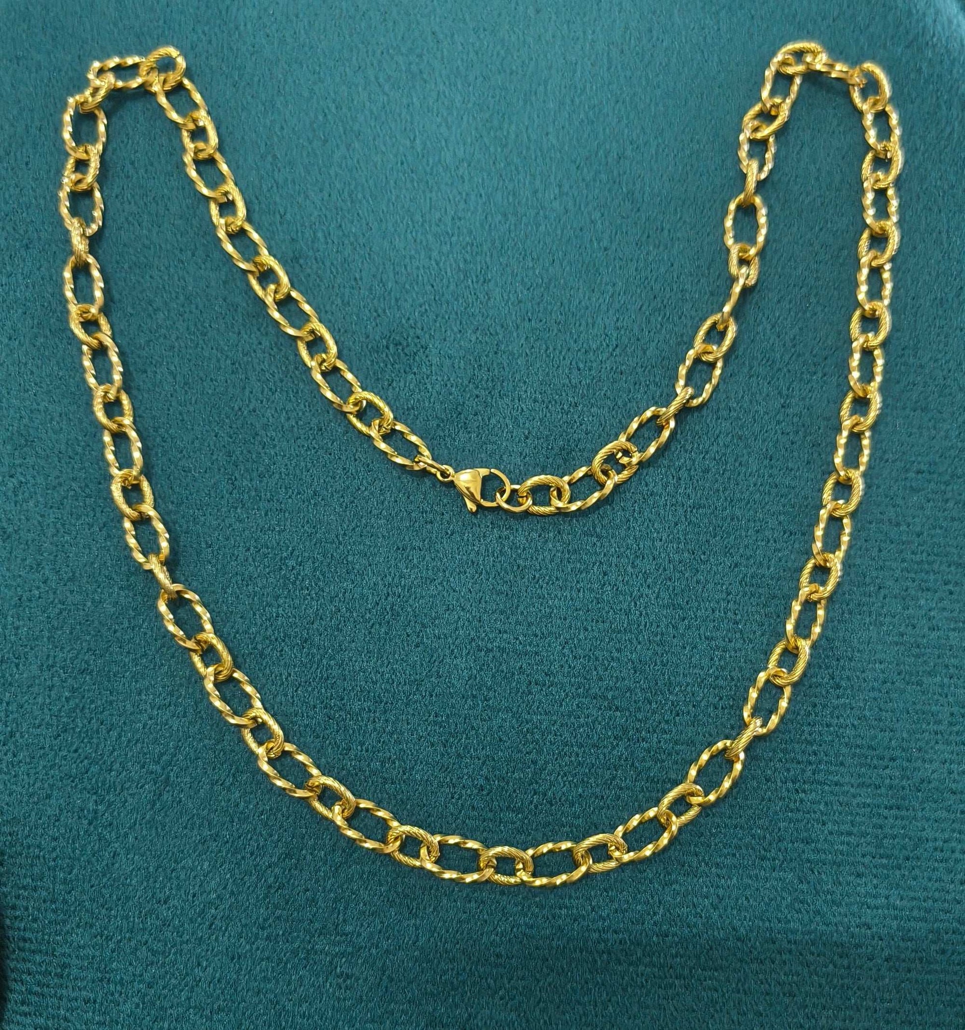 Antitarnish Unisex Heavy Twisted Rolo Chain 18K Gold Plated