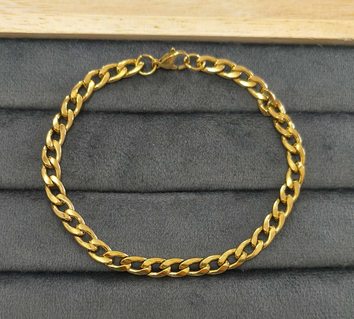 Antitarnish Unisex Sleek Link Chain Bracelet 18K Gold Plated