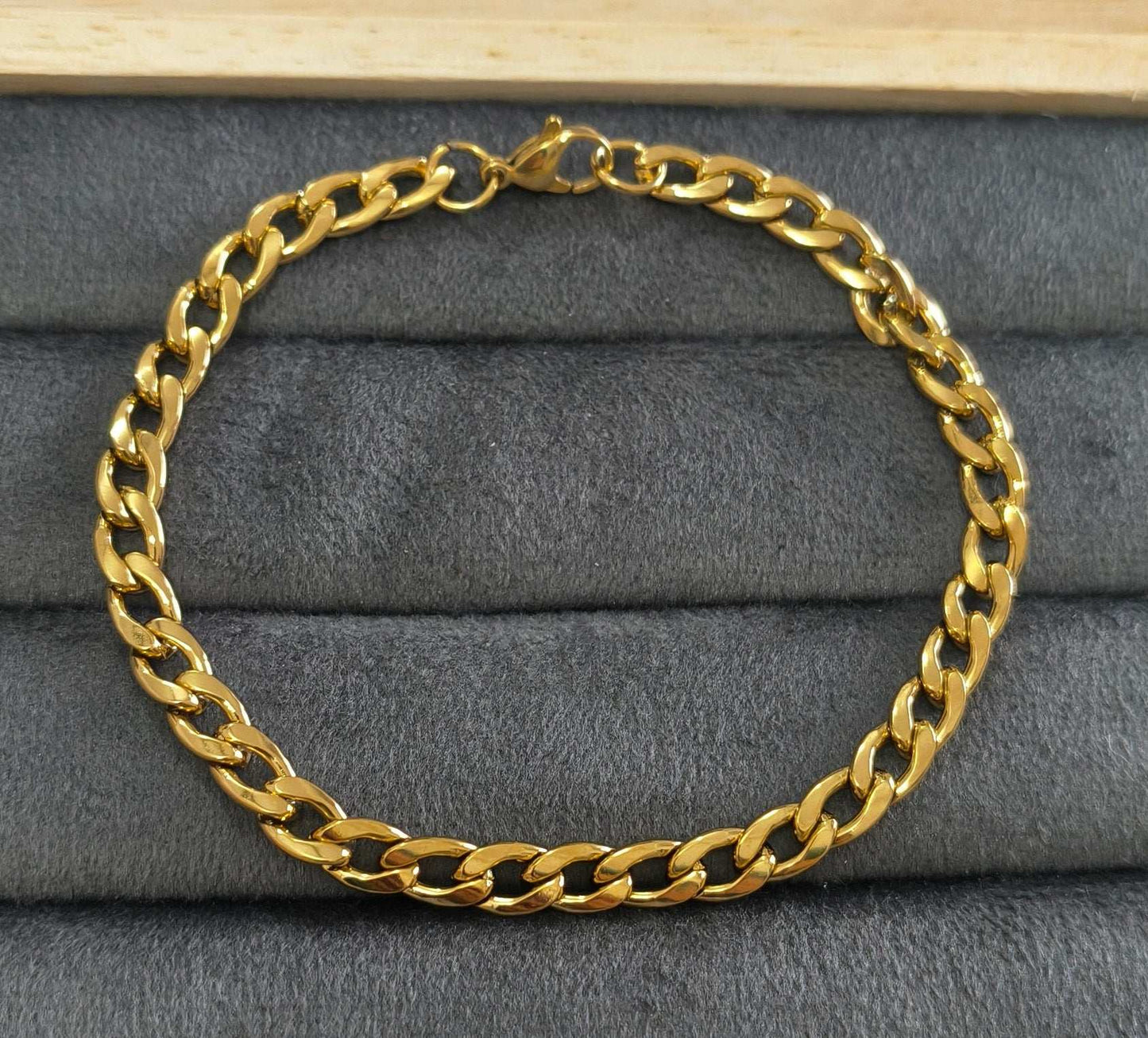 Antitarnish Unisex Sleek Link Chain Bracelet 18K Gold Plated
